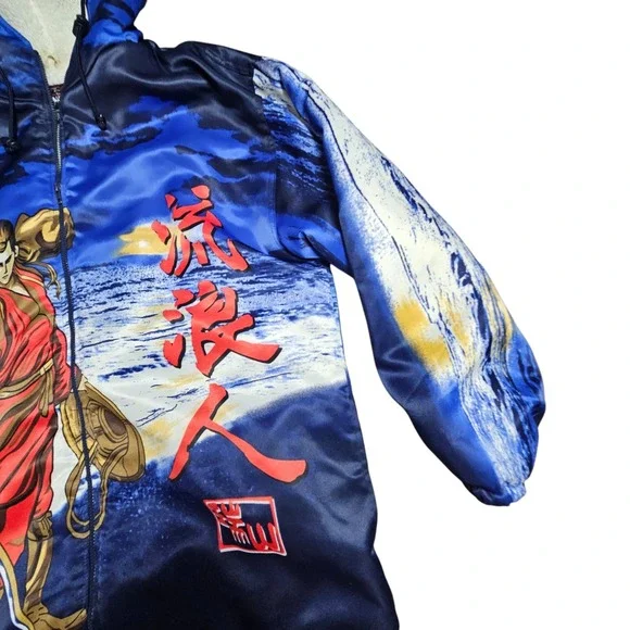 VTG Y2K Zam Urban Wear Anime Sherpa Fleece Lined Coat Jacket Mens XL Polyester